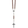Chapelet Saint Benoit perles ovale 6mm imit bois sur corde marron