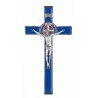 Croix de Saint Benoit en métal avec émail Bleu 20 cm