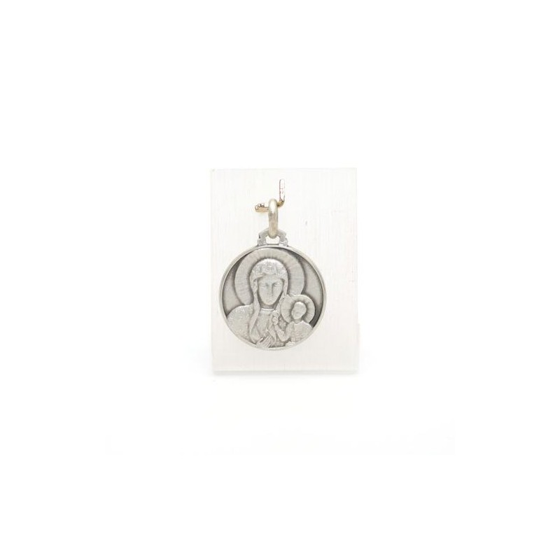 Onze Lieve Vrouw van Czestochowa medaille in zilver. 18 mm