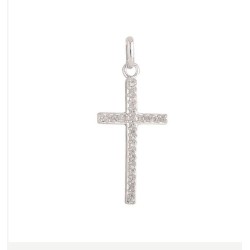 Kruis 25mm HR-zilver met strass zirkoniumoxide