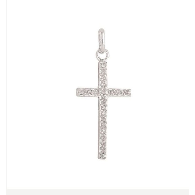 Croix 25mm Argent RH avec strass en oxyde de Zirconium