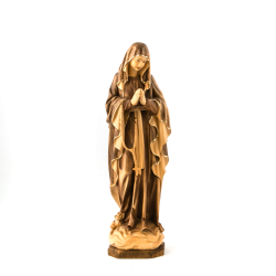 Statue de Notre Dame de Banneux en bois. 40 cm