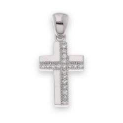 Pendentif croix 1.5 cm Argent S925 avec Zirconiums