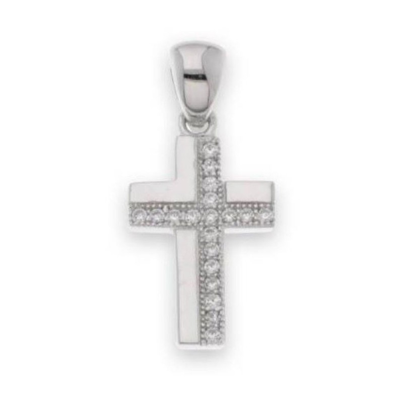 Pendentif croix 1.5 cm Argent S925 avec Zirconiums