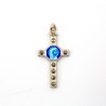 Pendentif croix avec la Vierge en argent et émail. 20 mm