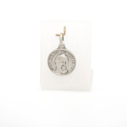 Zilveren Padre Pio medaille. 14 mm