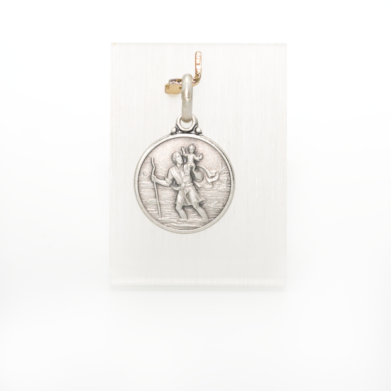 St. Christopher medaille in zilver. 14 mm