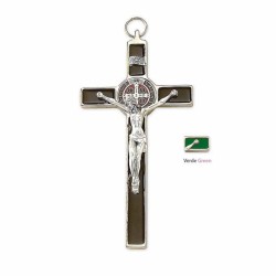 Kruis van Saint Benoit Metal met Groen Email 20 cm