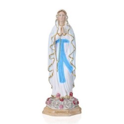 Statue ND Lourdes 20cm avec médaille métal