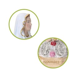 Statue ND Lourdes 30cm avec médaille métal