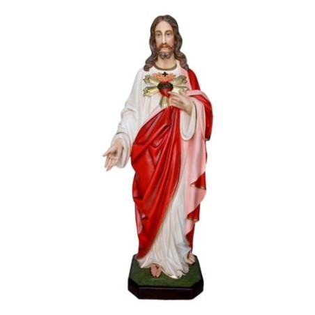 Heilig standbeeld hart van Jezus 170cm polyesterhars + kristallen ogen