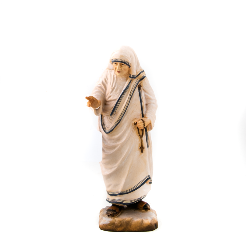 Statue de Mère Teresa de Calcutta en bois. 20 cm