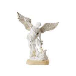 Standbeeld St. Michael 30cm wit en goud 