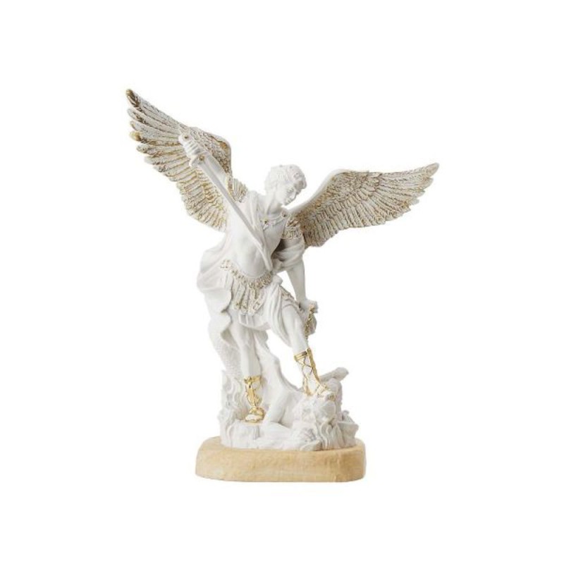 Standbeeld St. Michael 30cm wit en goud 
