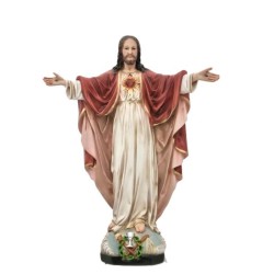 Statue Sacré Cœur de Jésus bras ouverts 40cm marbrite