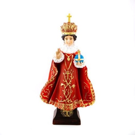 Standbeeld van het kind Jezus van Praag in hars. 40 cm