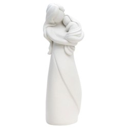 Statue Vierge Enfant stylisée blanche 20cm résine
