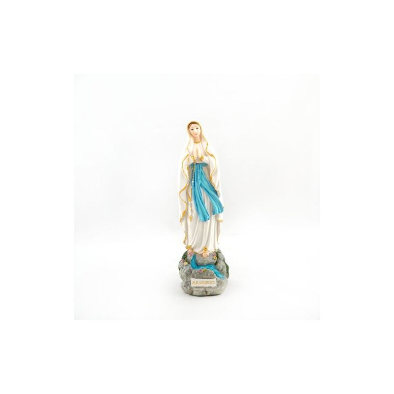 Standbeeld van Onze Lieve Vrouw van Lourdes in hars. 18 cm