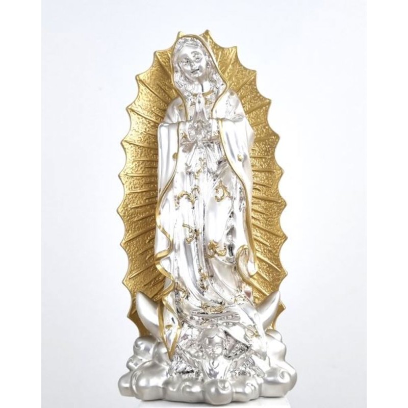 Statue de Notre Dame de Guadalupe en plaqué argent. 19 cm
