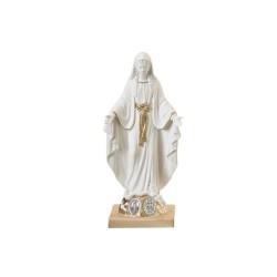 Statue Miraculeuse Blanc/Or 20cm avec médaille métal Ox