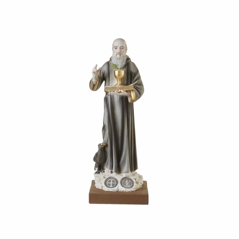 Standbeeld St. Benoit 30cm met metalen medaille