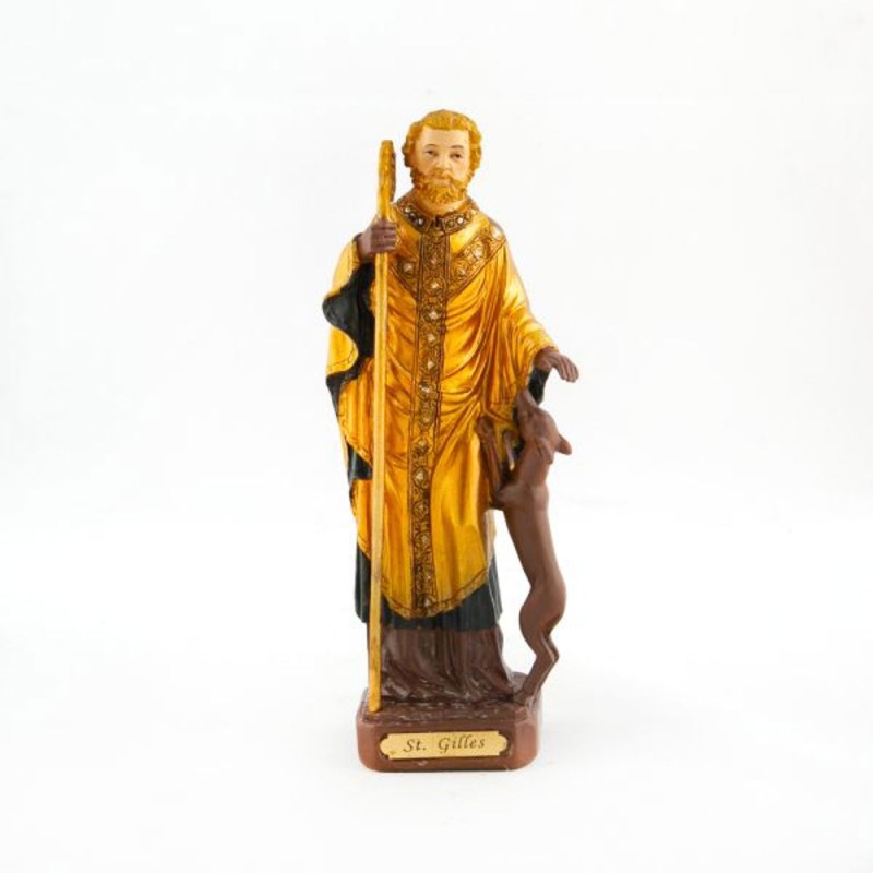 Standbeeld van Sint-Gilles in hars. 15 cm