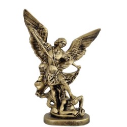 Statue St Michel 20cm résine imit bronze