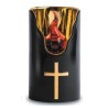 Bougie électronique Noir et dorée flamme led rouge H:125mm D:75mm 