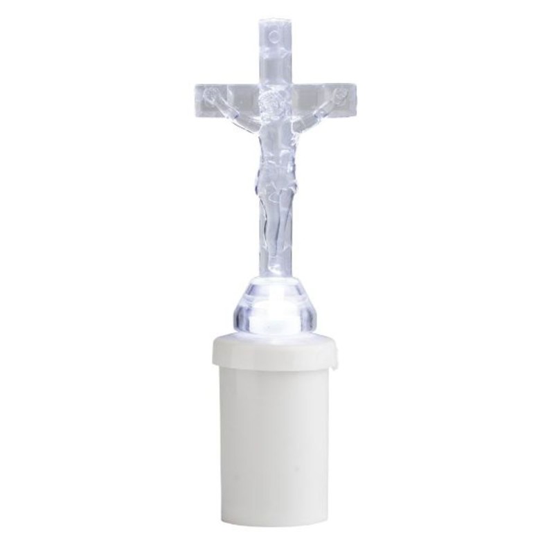 Bougie électronique Crucifix transparent avec LED 