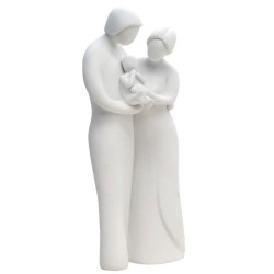 Statue Ste. Famille stylisée blanche 20cm résine