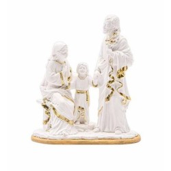 Statue S. Famille blanc/or résine 14cm