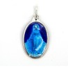 Medaille van de wonderbaarlijke maagd in zilver 20mm blauwe e-mail 