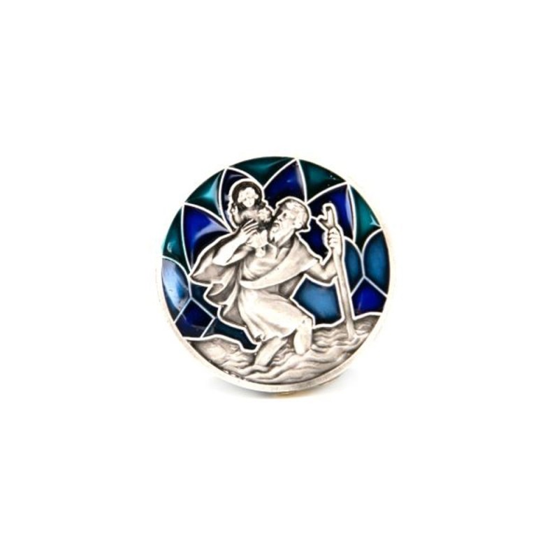Magneet van Sint-Christophe metaal en blauw email