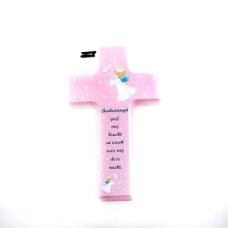 Croix en bois pour enfant avec texte en néerlandais. 15/9 cm