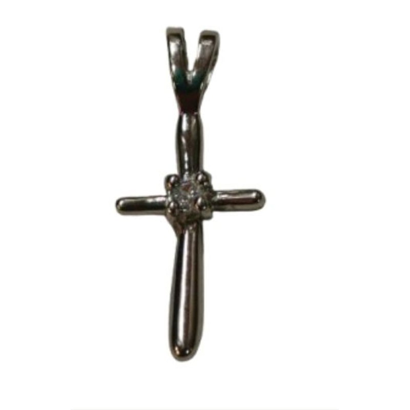 Pendentif croix 17x9mm Argent S925 avec Oxyde de zirconium