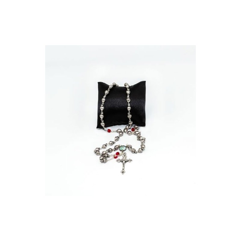 Chapelet de Banneux avec des perles Sacré Coeur en métal