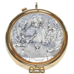 Pyxide gouden metalen en tin token avondmaal 54 mm