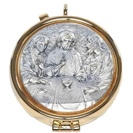 Pyxide gouden metalen en tin token avondmaal 54 mm