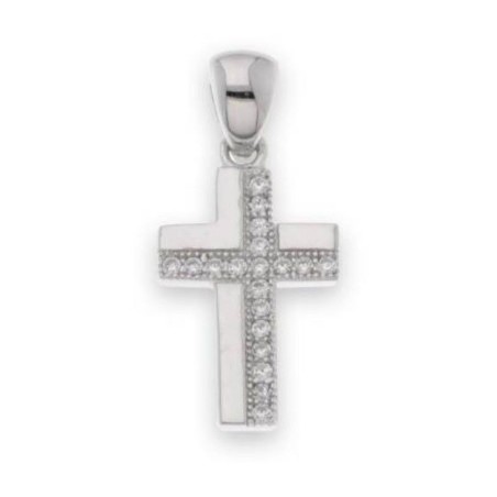 Pendentif croix 1.5 cm Argent S925 avec Zirconiums