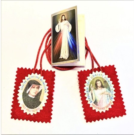 Scapulaire tissu Christ Misericordieux / S Faustina 7x5.5cm