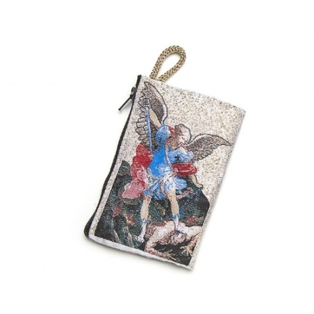 Pochette tissu 11x7.5cm avec broderie St Michel