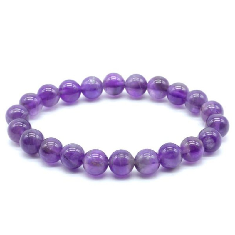 Bracelet élastique perles en pierre Améthyste 8mm  