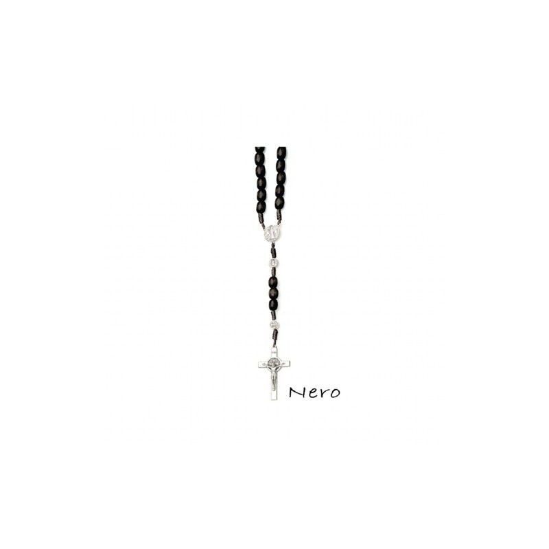 Rozenkrans St Benoit Double Chainage Ovale parel in zwart hout