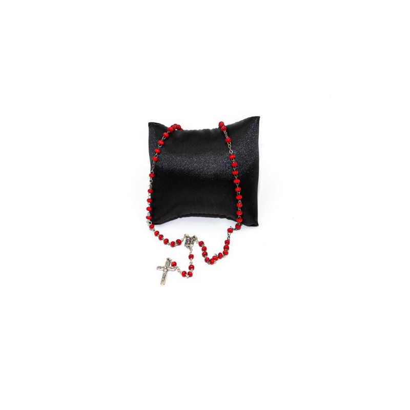 Rozenkrans van Lourdes in rood hout op ketting