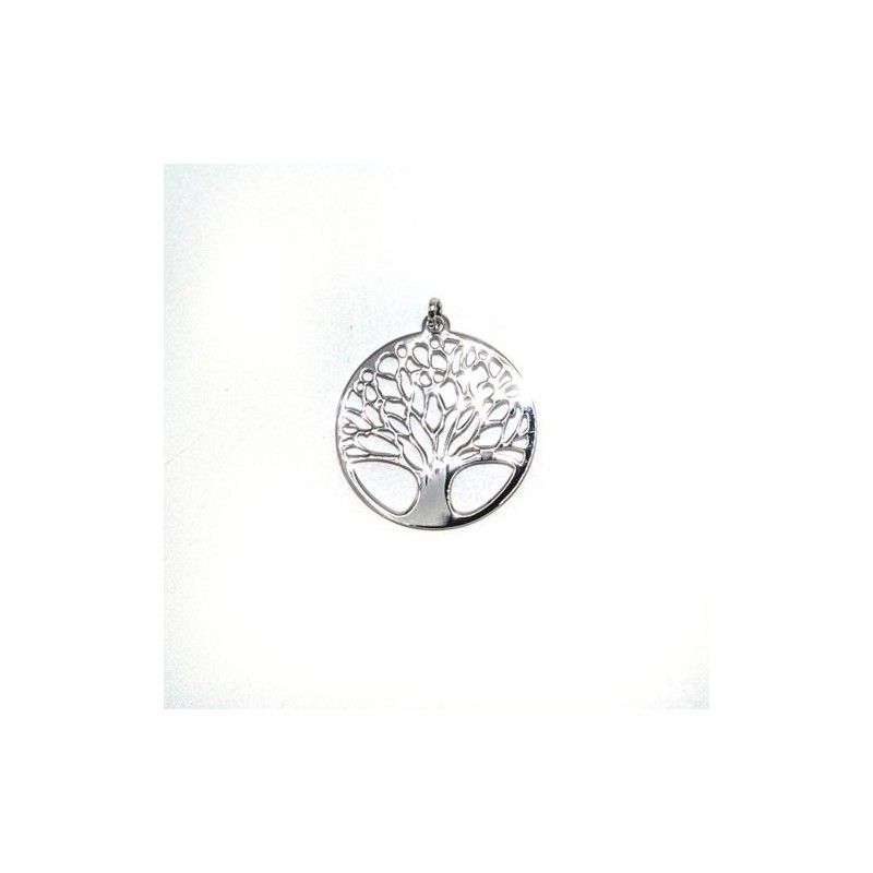 Pendentif arbre de vie en argent rhodié. 30 mm