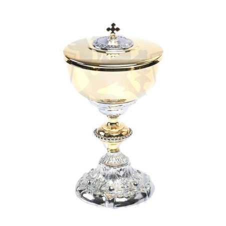 Ciboir Baroque Biton Argent et Pl. Or D: 14Cm H: 26cm