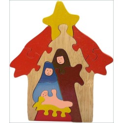 Creche en bois puzzle 17x20 cm