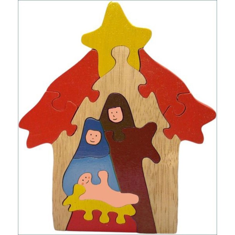 Creche en bois puzzle 17x20 cm