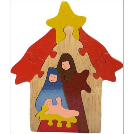 Creche en bois puzzle 17x20 cm
