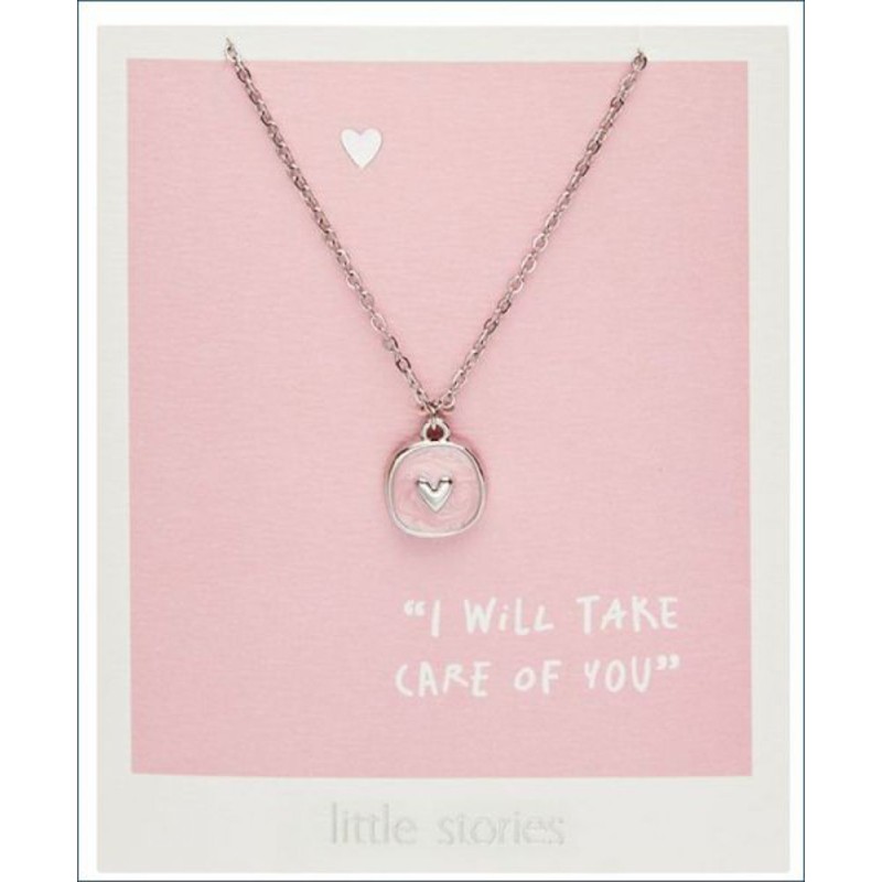 Collier acier (anti allergique) avec pendentif cœur  rose